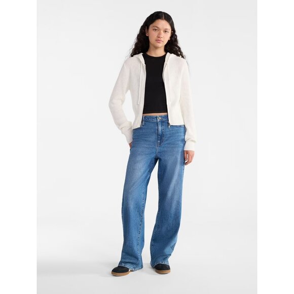 No Boundaries Women's Two Way Zip Up Hoodie Sweater, Lightweight, Size XS(0-2) - Picture 2 of 4